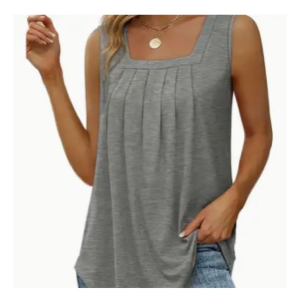 Gray Sleeveless Pleated Women's Top XL